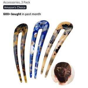 Stylish Tortoise Shell Hair Forks - 3 Pack